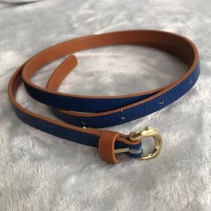 Old navy cobalt blue and caramel skinny belt